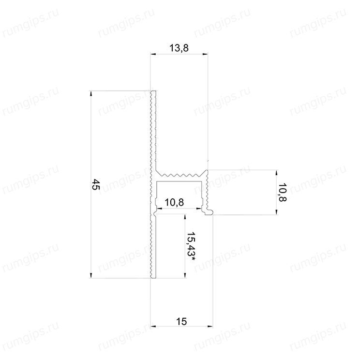 Теневой плинтус с подсветкой RUMGIPS-15L